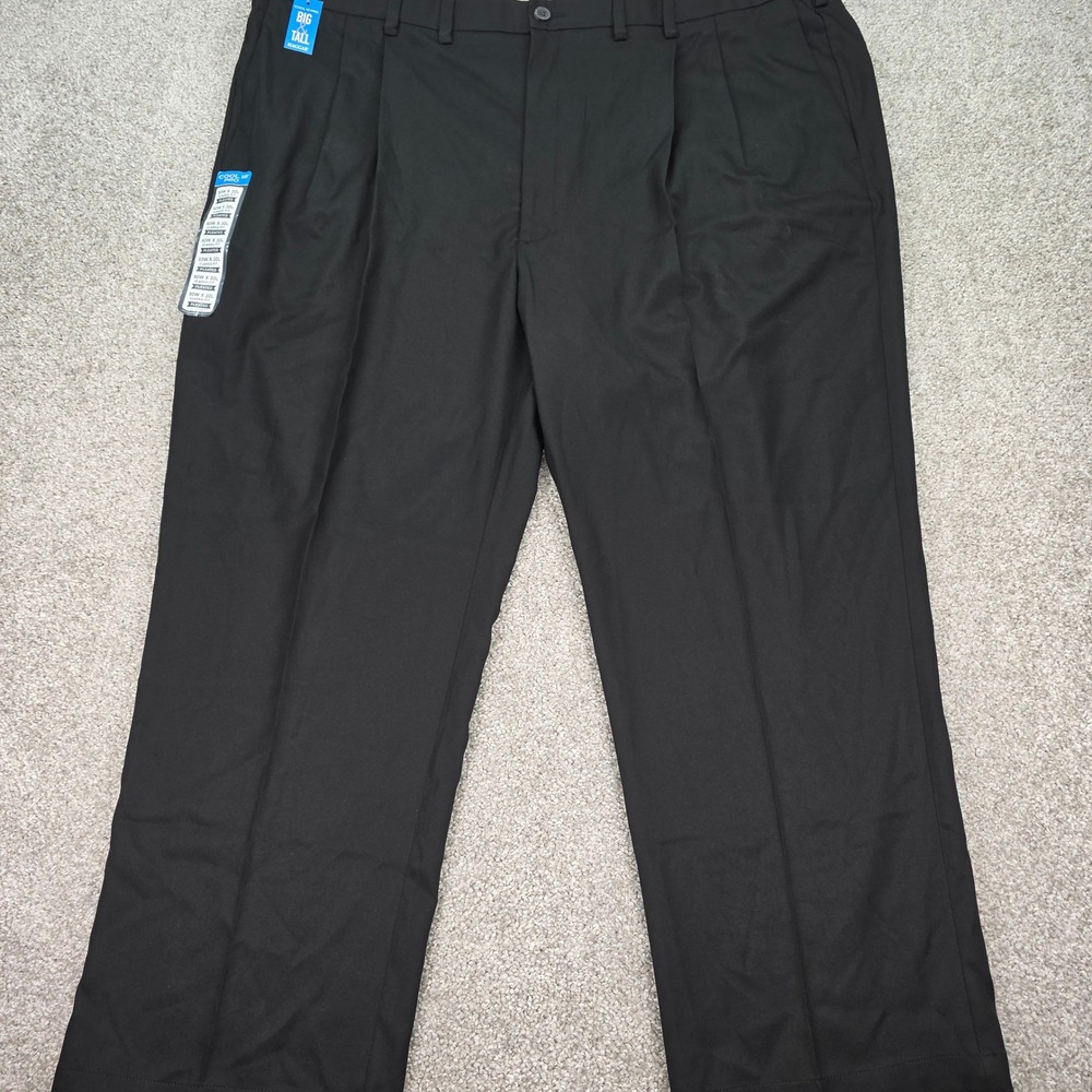 Haggar Cool 18 Pro Big & Tall Pleated Dress Pants Mens 50x30 Black HC90248